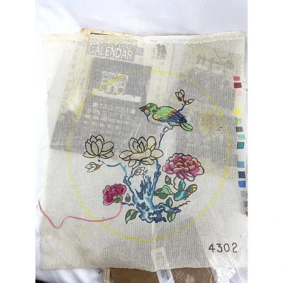 7 PC VTG Paper Calendar & 4 Sunset Designs Needlepoint Yarn Art Embroidered - Picture 10 of 15